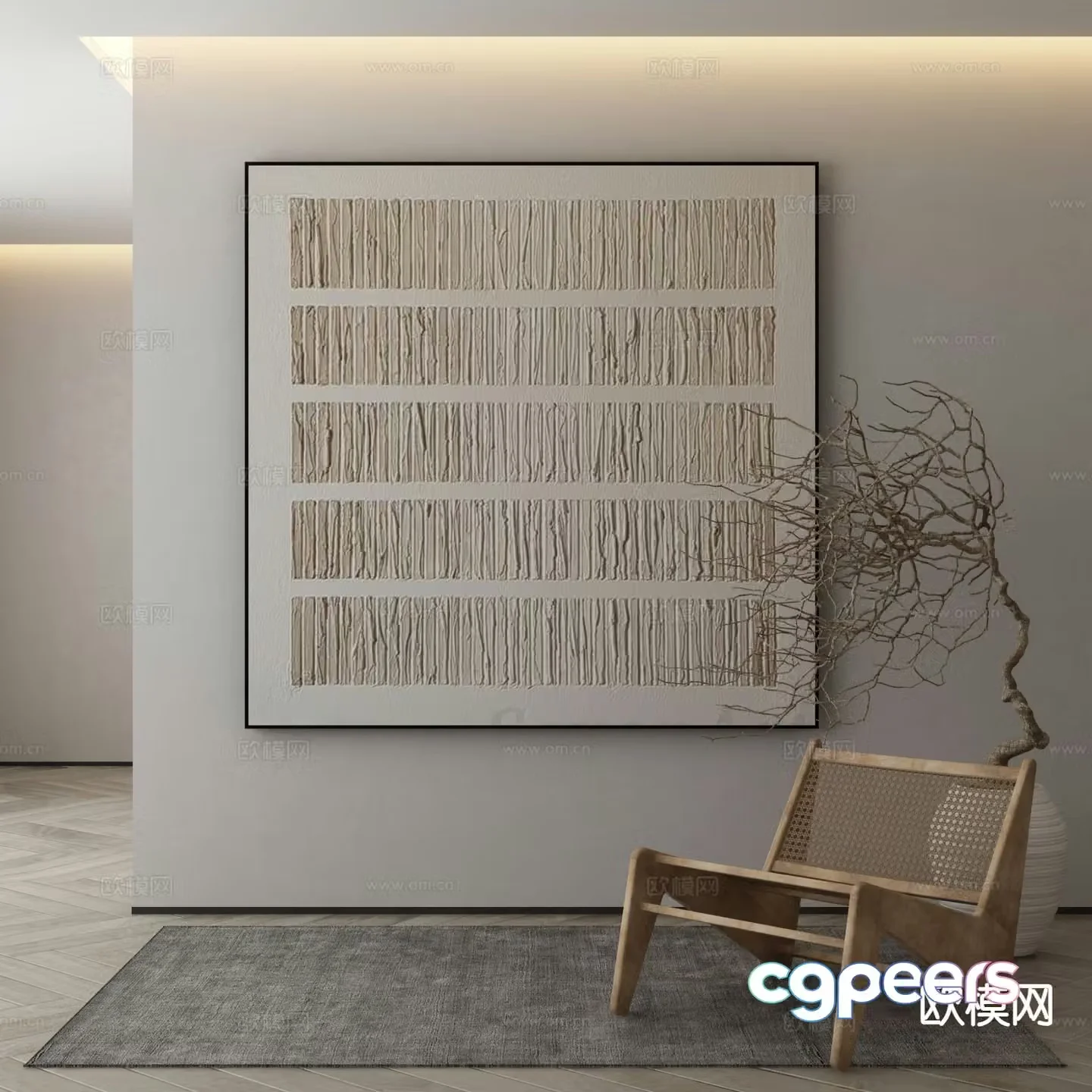 Wabi-sabi texture painting decorative painting 3d model