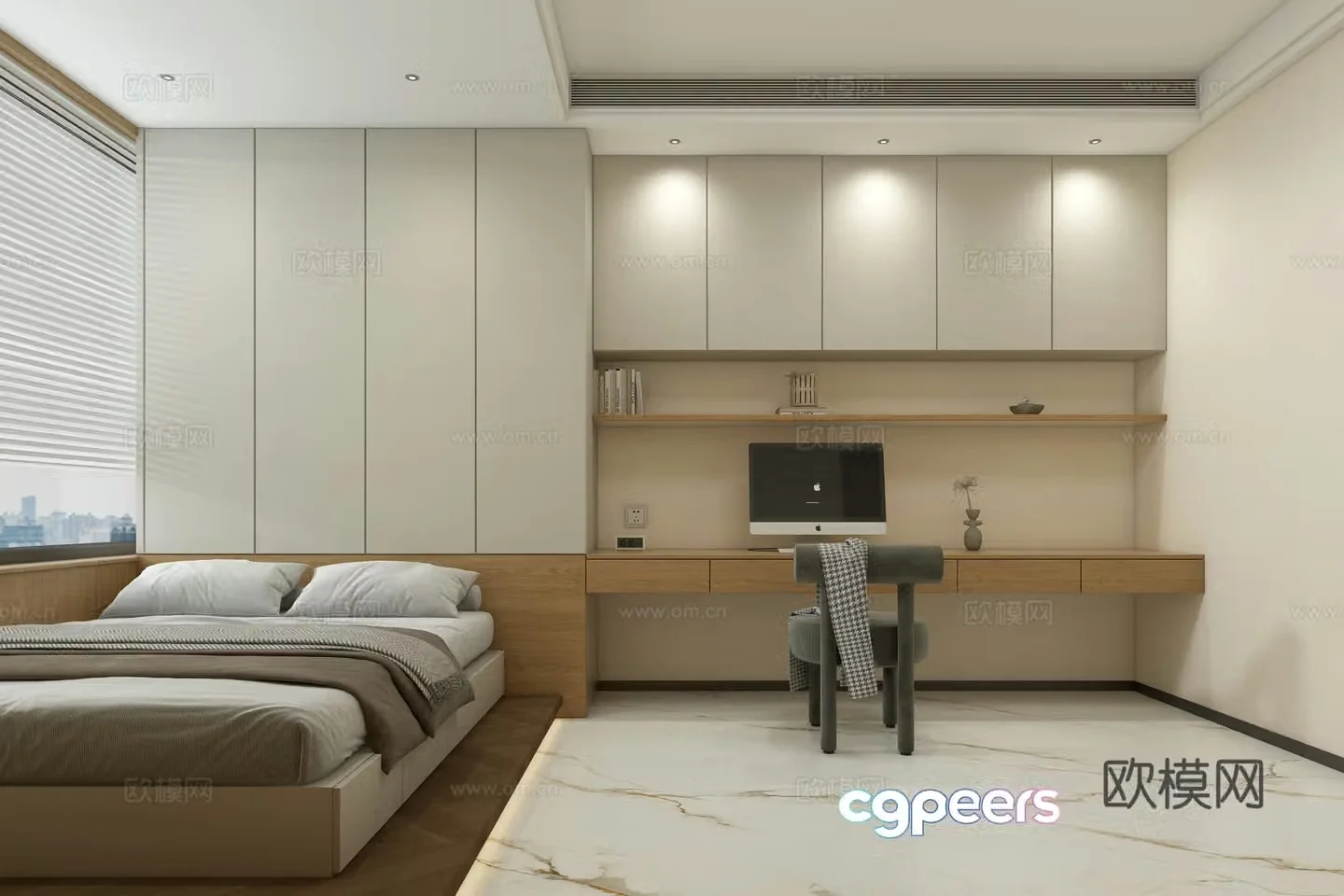 Modern tatami bedroom desk 3d model