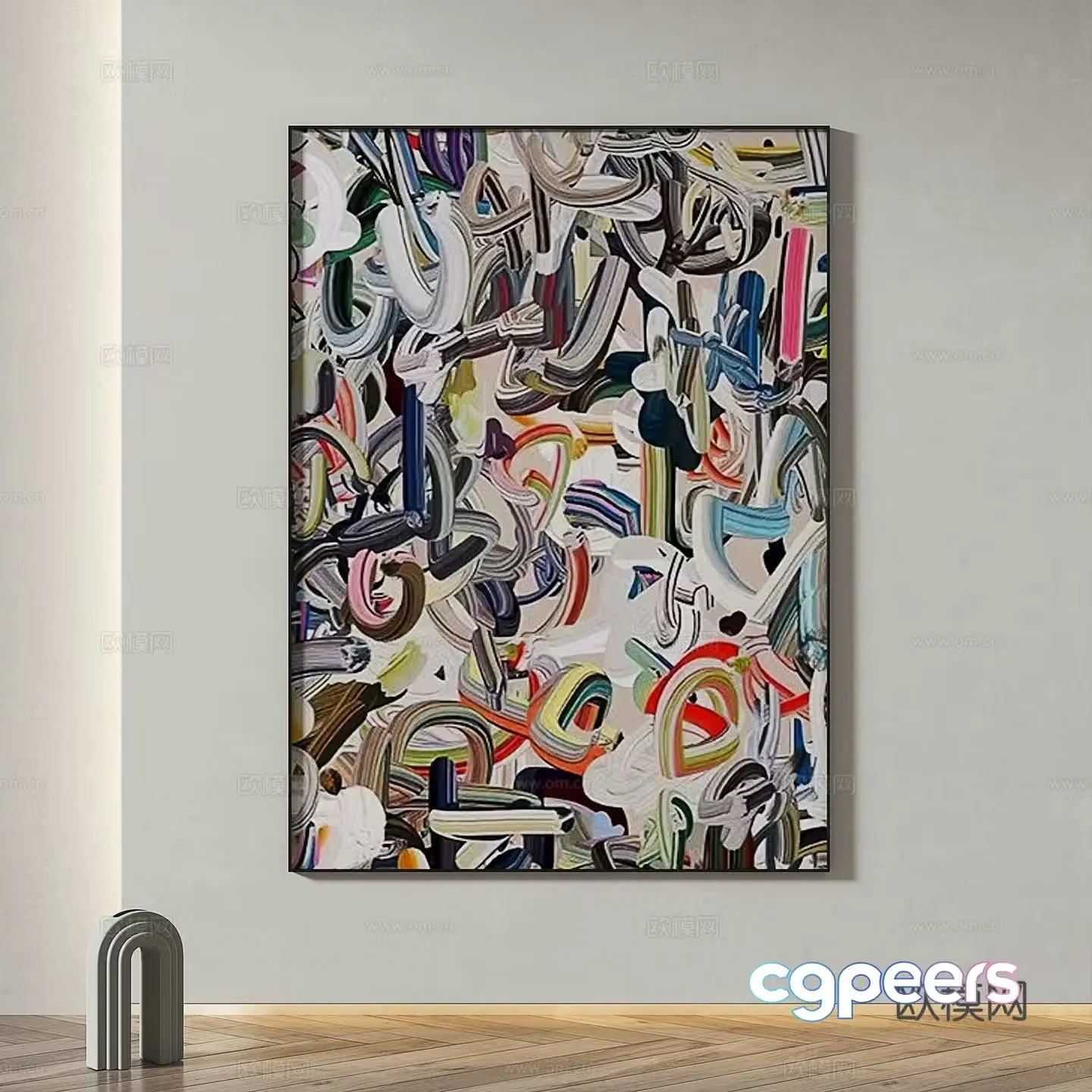 Modern simple abstract light luxury decorative painting 3d model