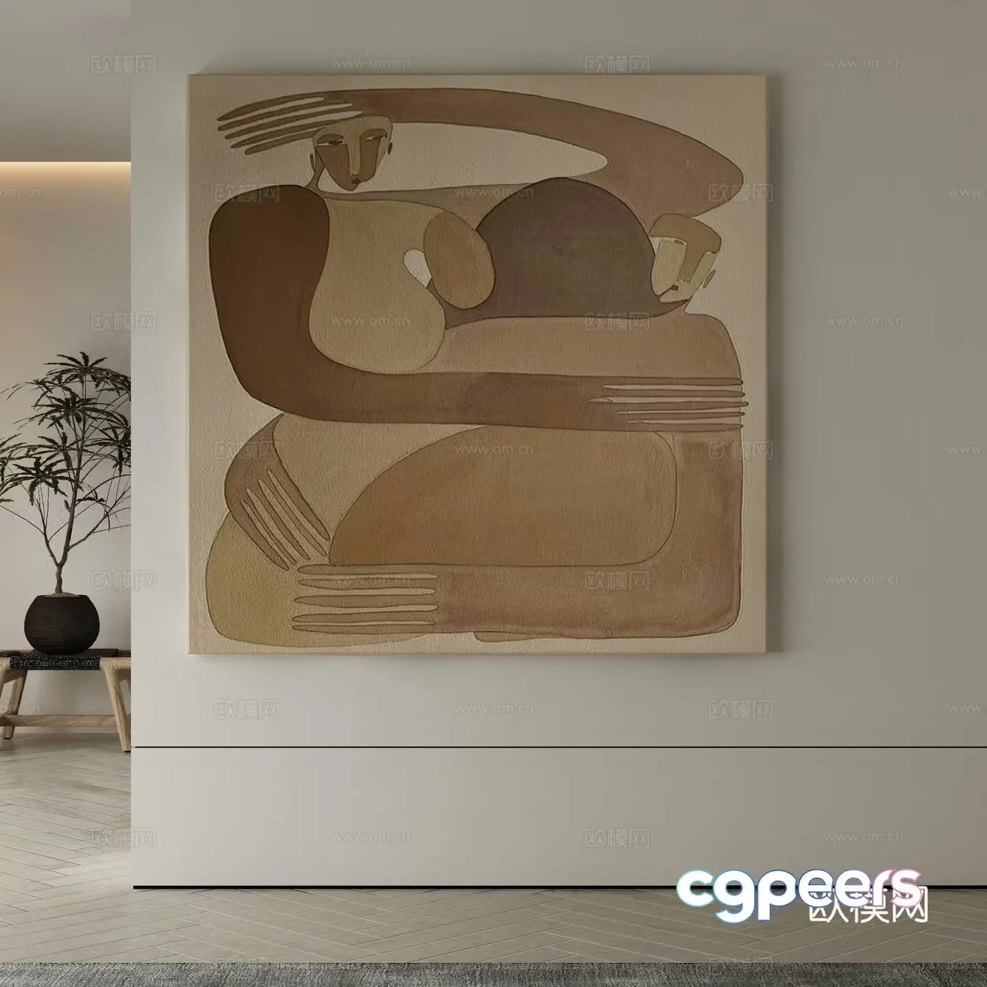 Modern Wasabi Hanging Painting Oil Painting 3D Model