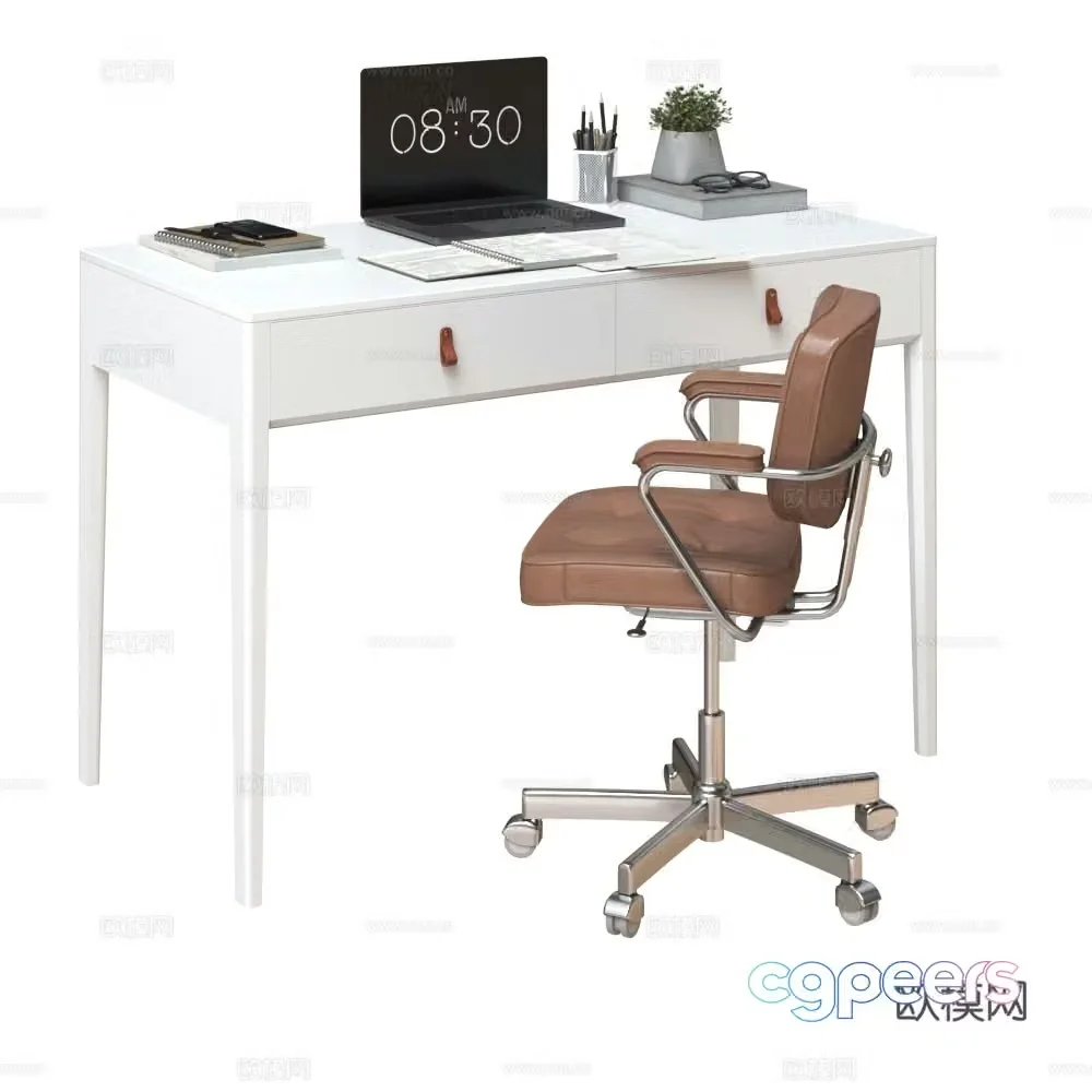 Modern office desk chair combination office desk 3d model