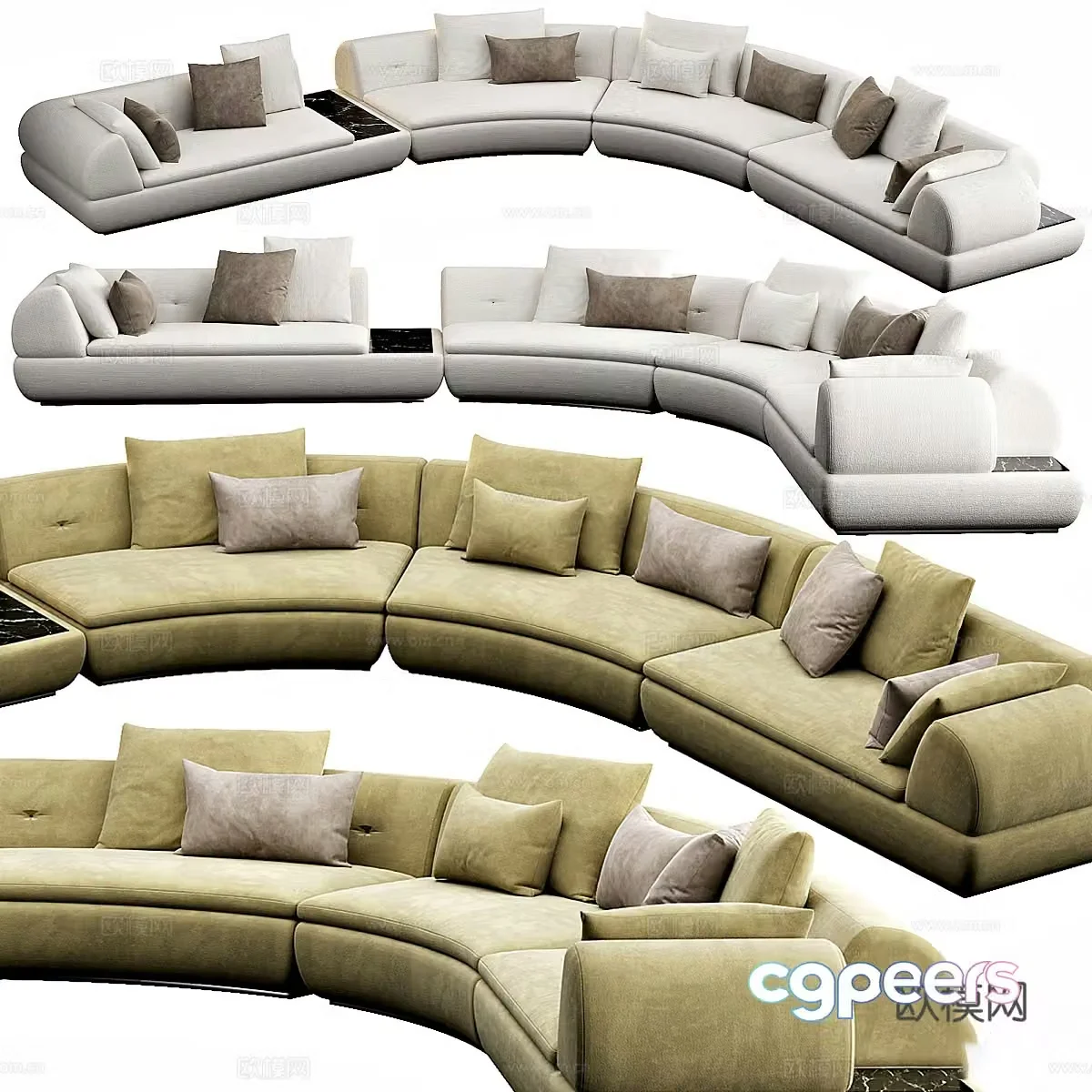 Modern Italian Minotti arc combination sofa 3D model