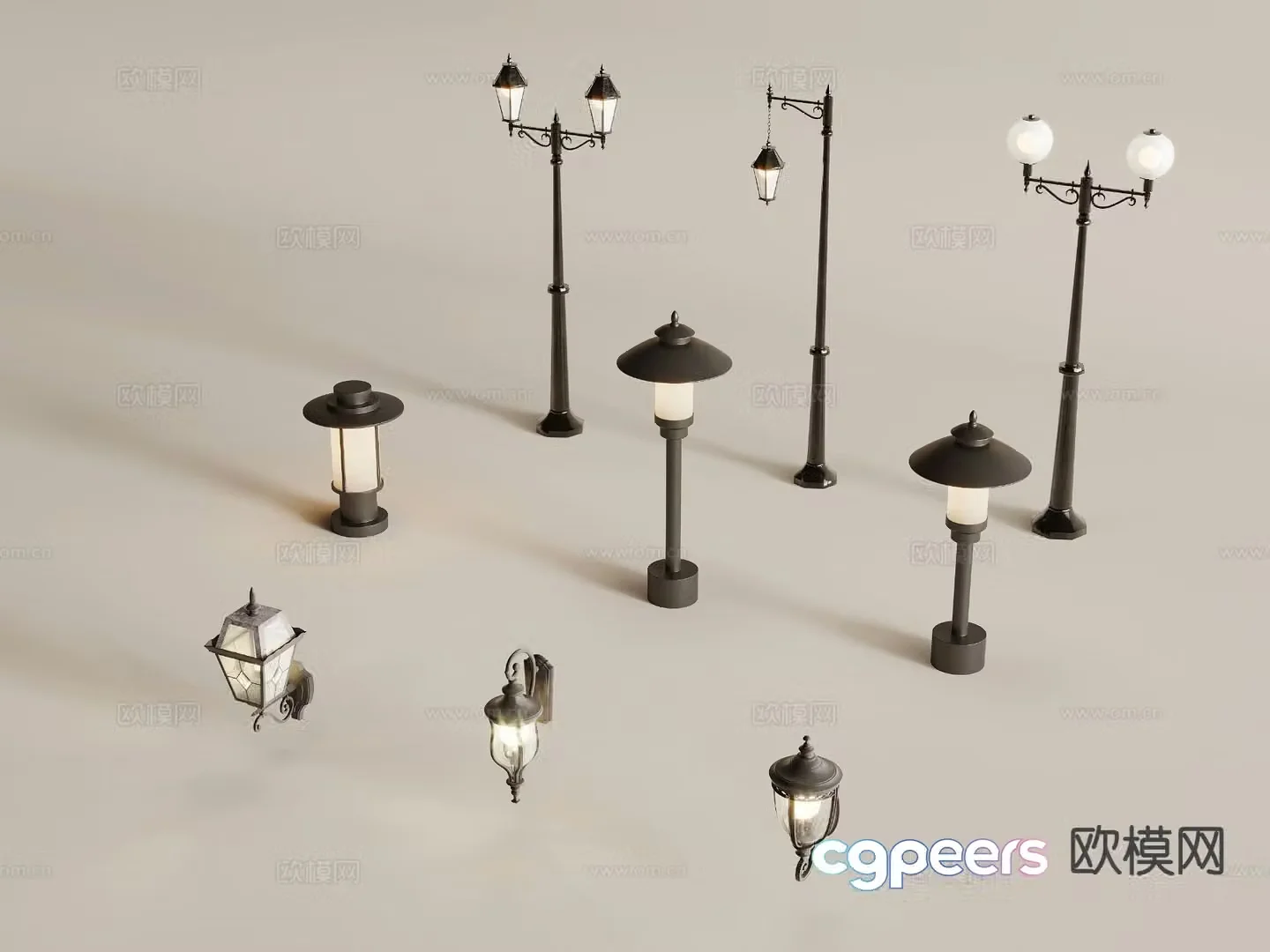 European outdoor light lawn light 3d model