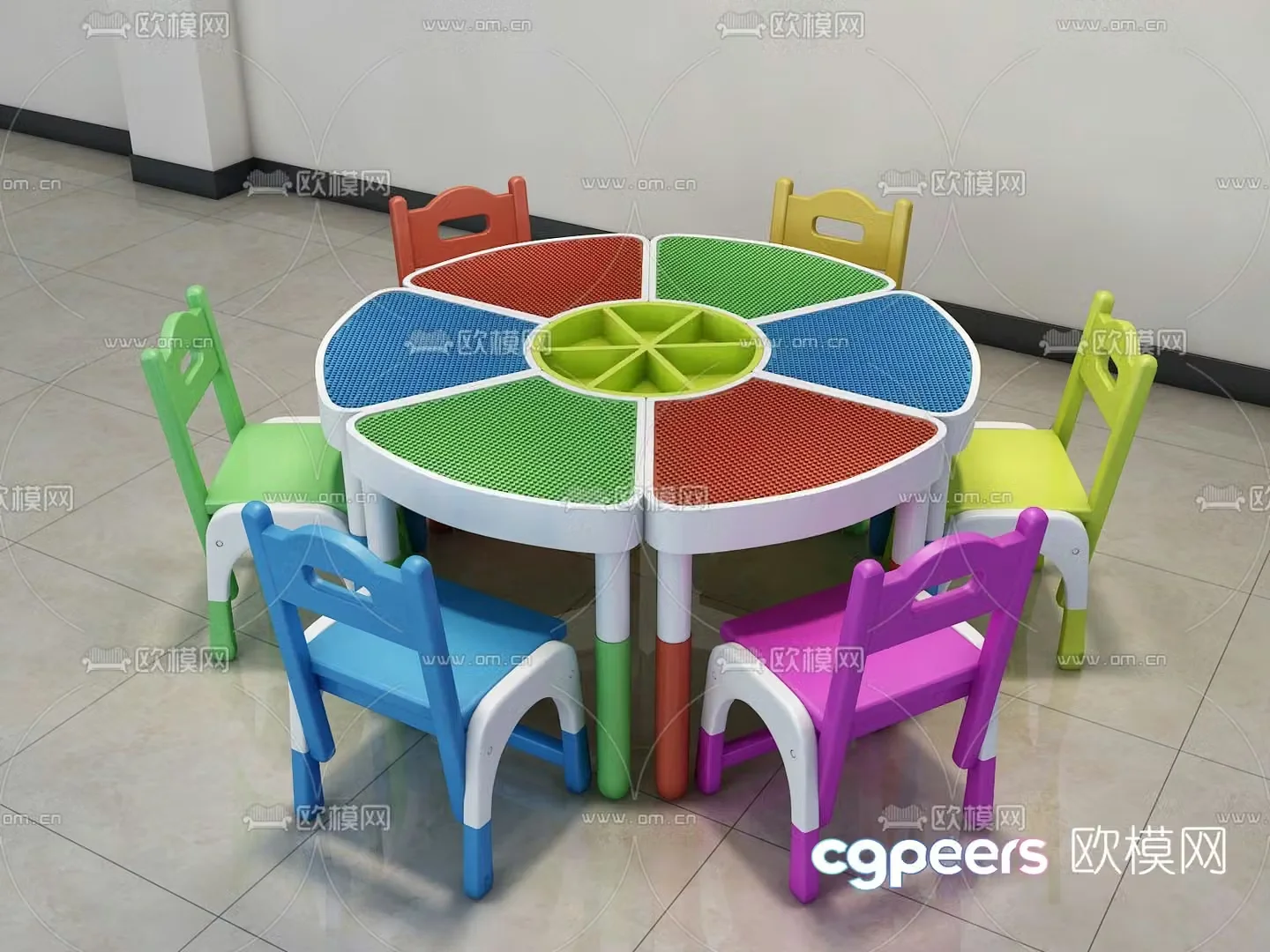 Modern children’s table and chair 3d model