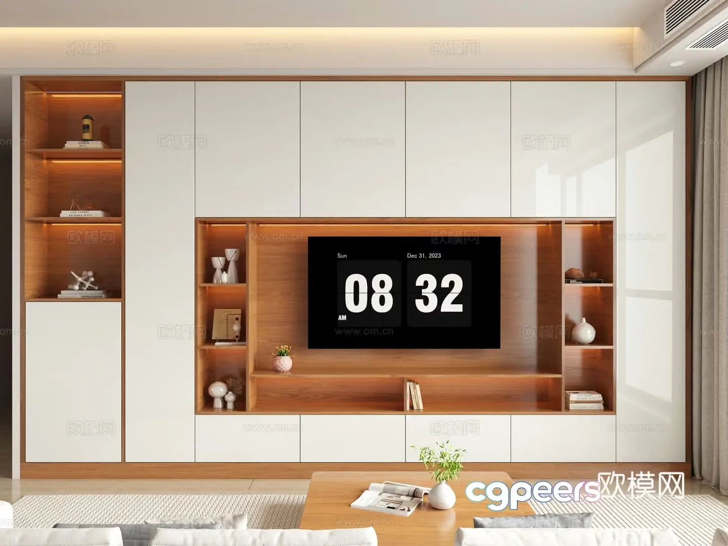 Modern TV background wall 3d model