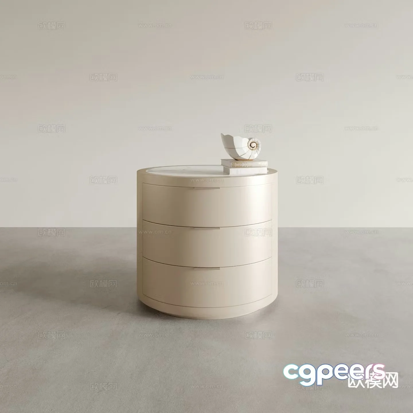 Cream style bedside table 3d model