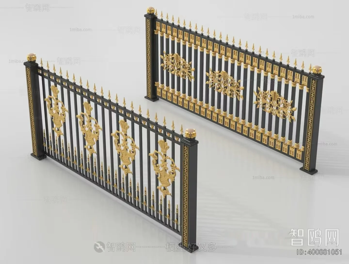 Gold And Black Fence 3D Model – 22225 – VRAY Render