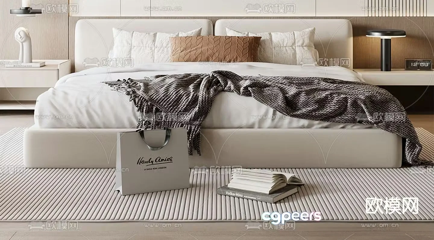 Modern double bed 3d model