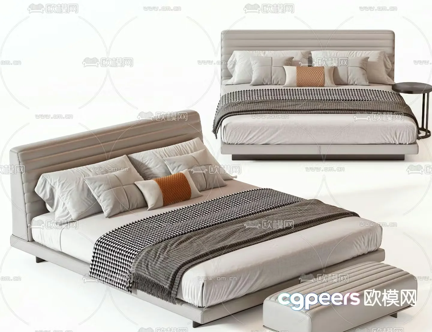 Modern double bed 3d model