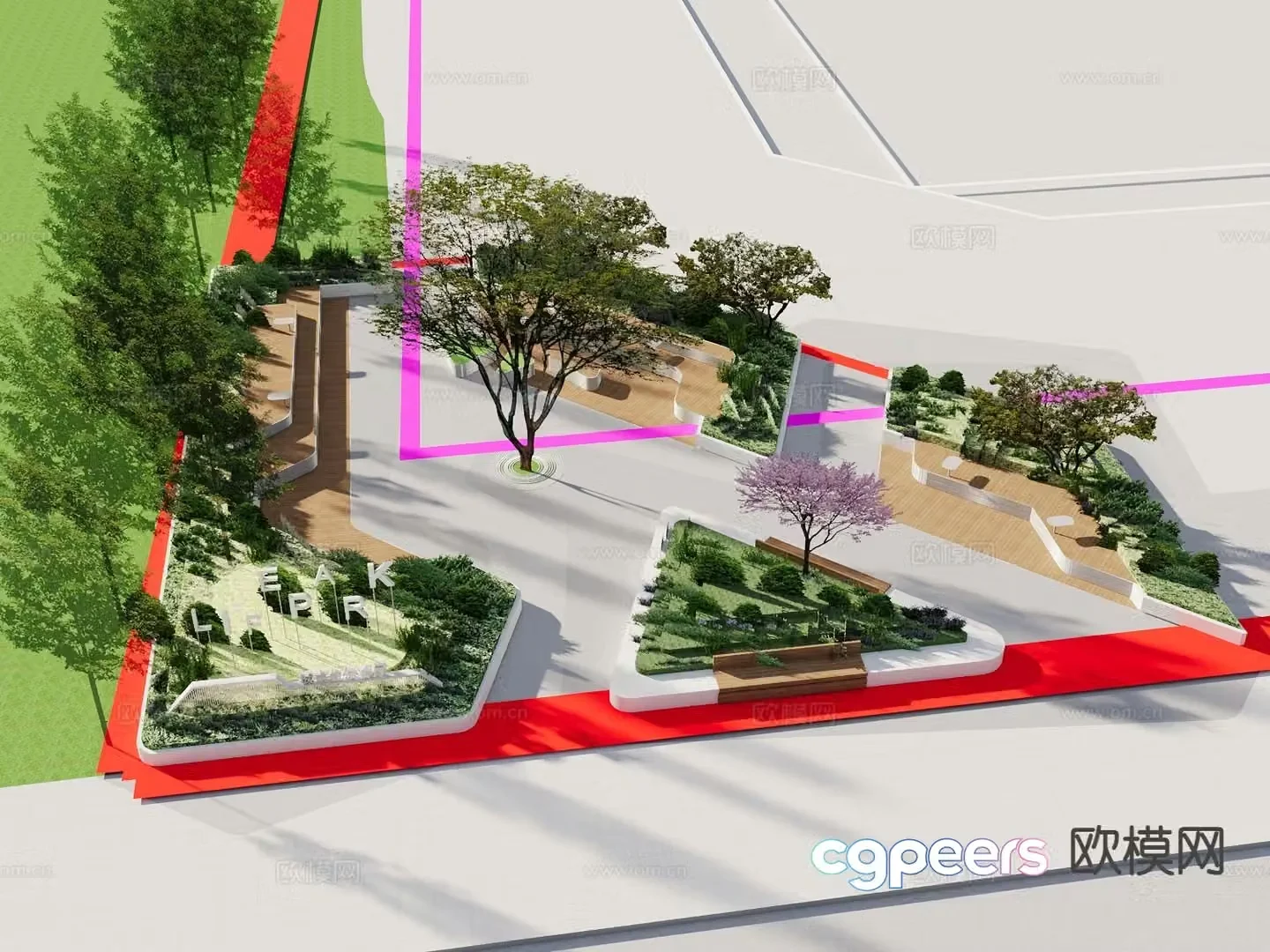 pocket park garden landscape 3d model