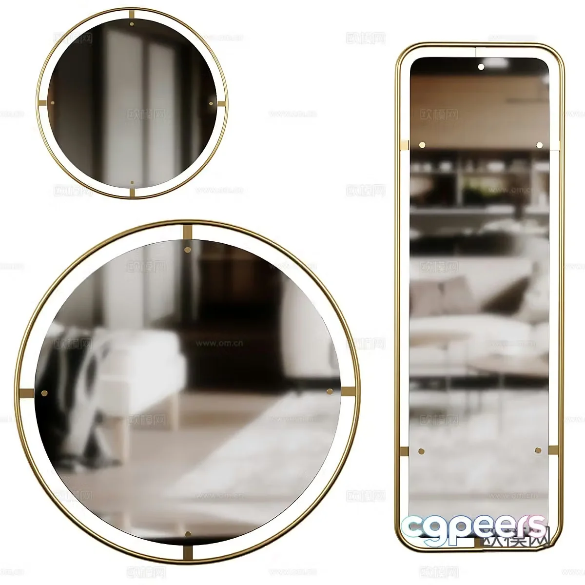 New Chinese style light luxury Nimbus decorative mirror 3D model
