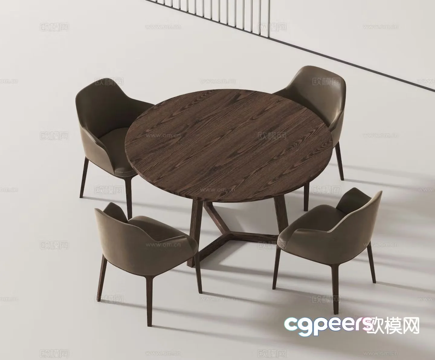 Modern round table leisure table and chairs 3d model