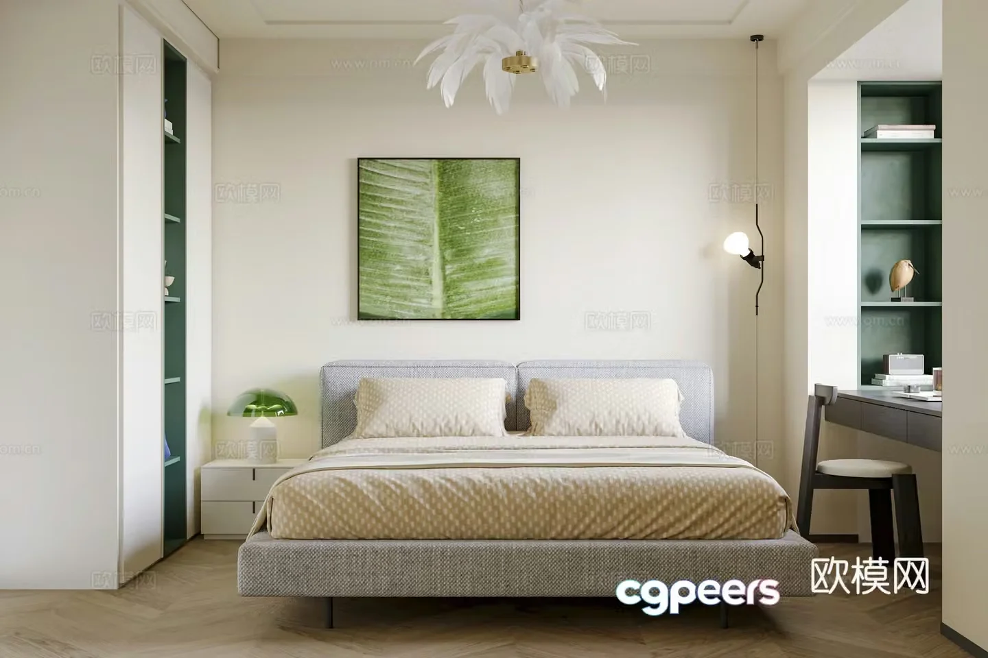 Modern bedroom second bedroom elderly room 3D model