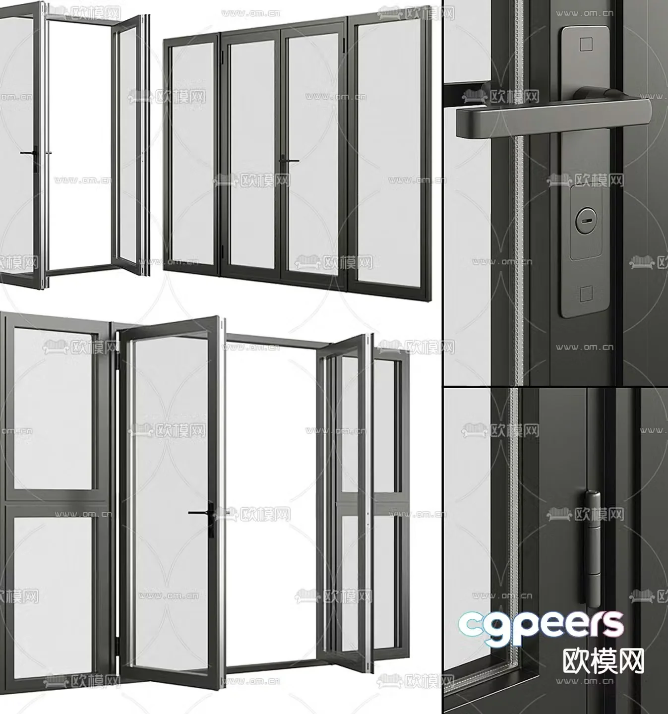 Aluminum alloy windows Folding windows Sliding doors 3D model
