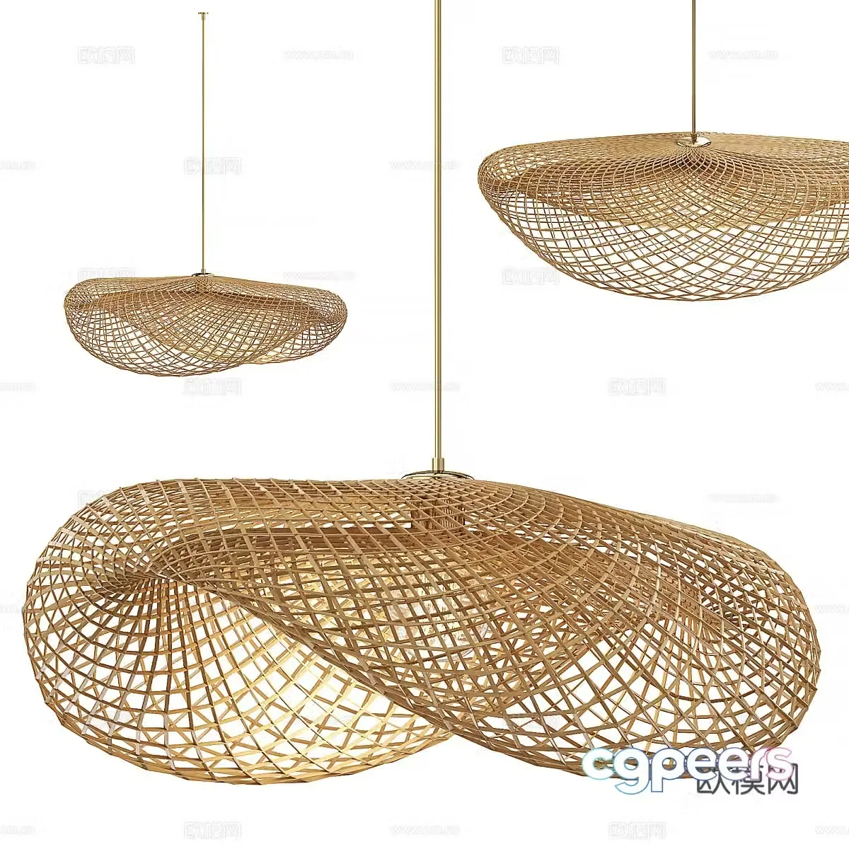 New Chinese style wasabi decorative chandelier 3D model