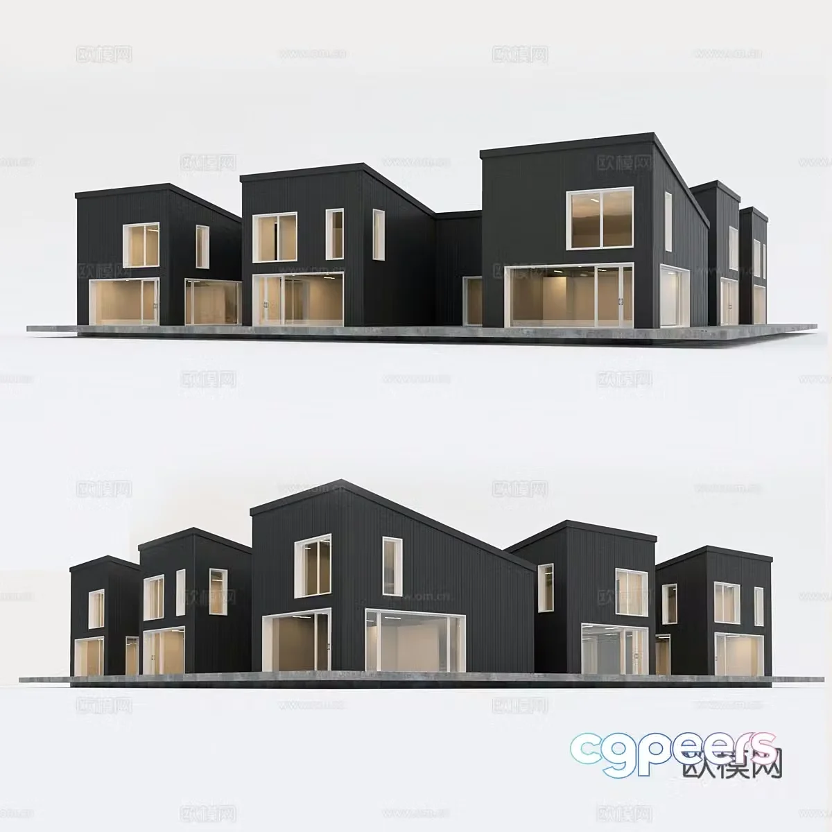 Two-story residential building exterior villa exterior 3D model