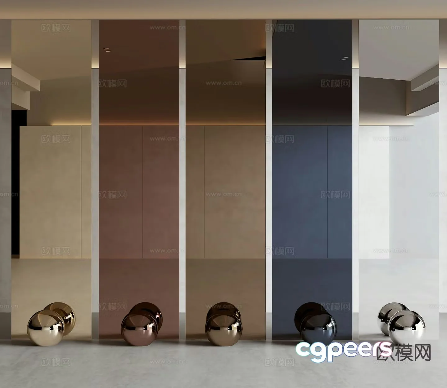 Modern mirror stainless steel mirror steel wall panel 3d model