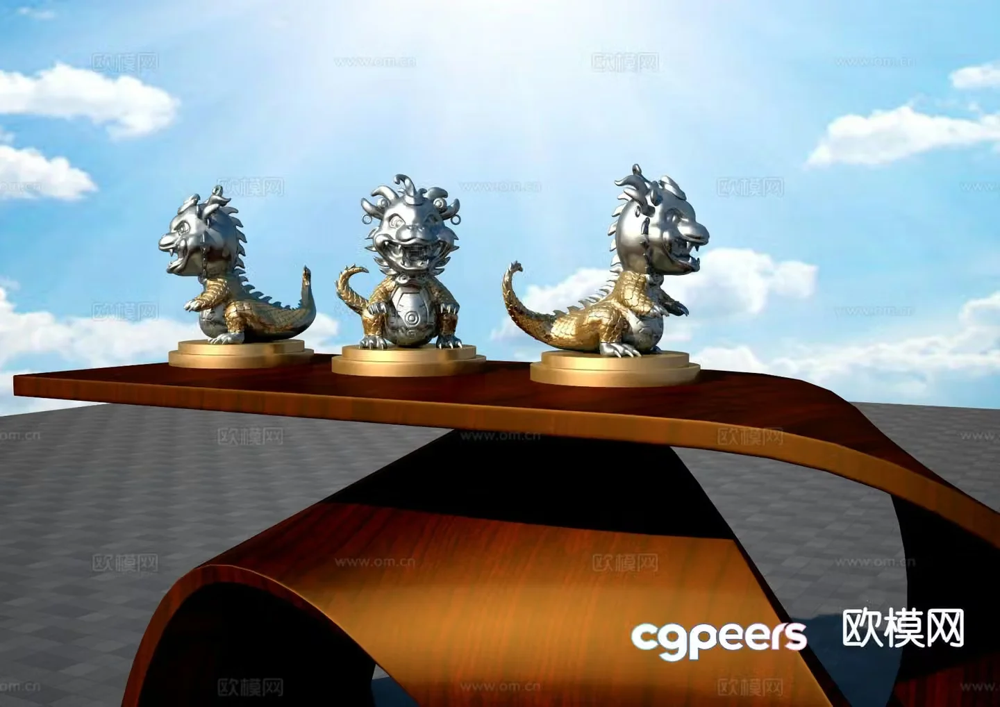 Little dinosaur cartoon sculpture 3d model