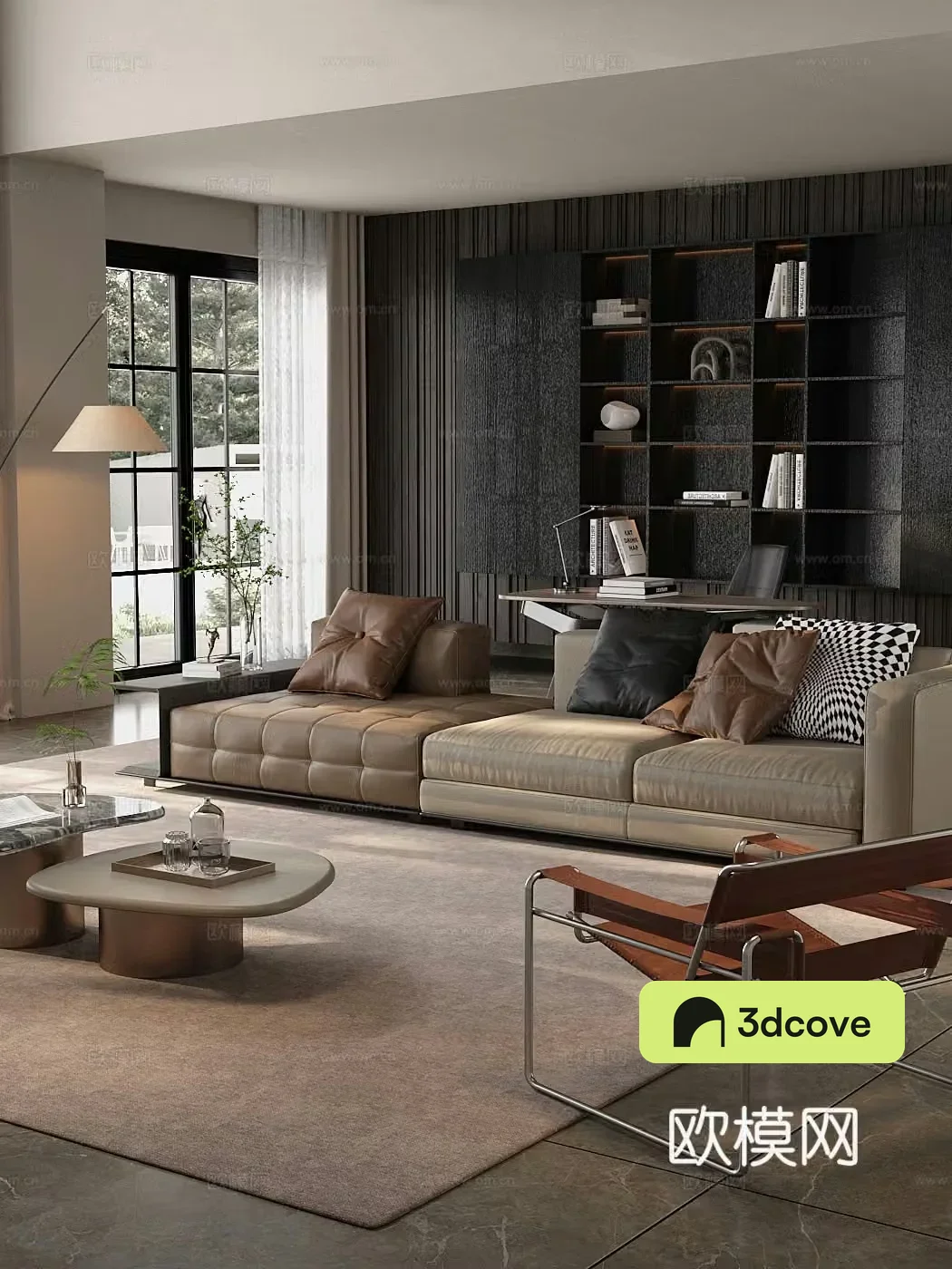 Modern light luxury home living room large living room black and white and gray living room horizontal living room design