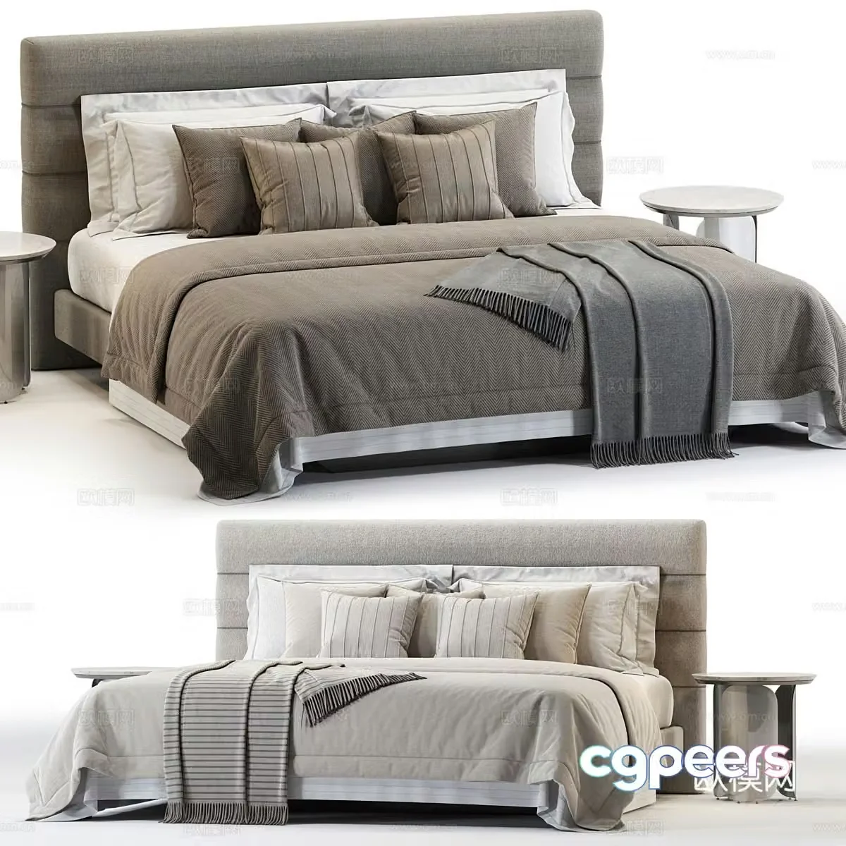 New Chinese Domkapa Yumi Fabric Double Bed 3D Model