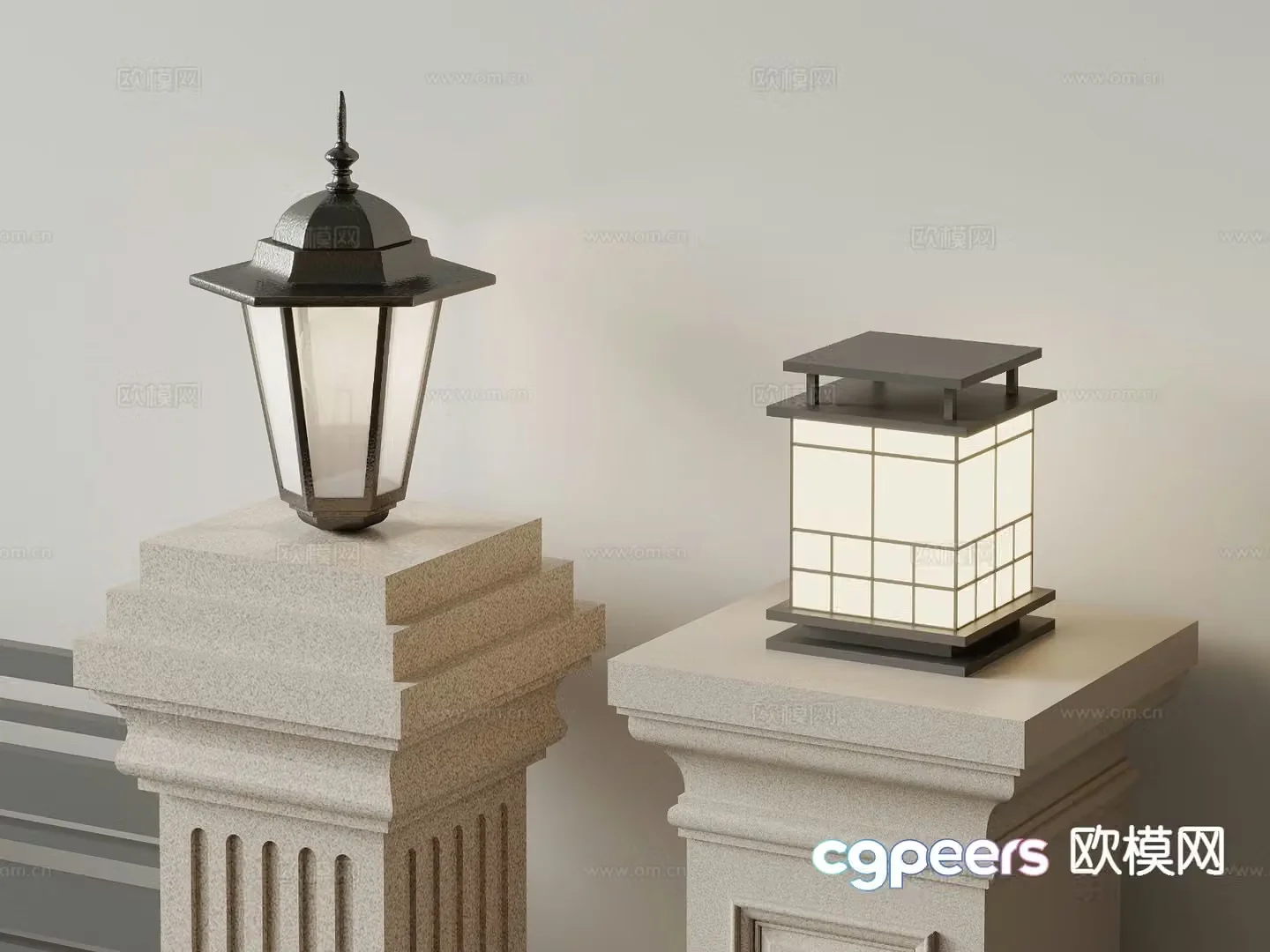French outdoor lamp column lamp garden lamp 3d model