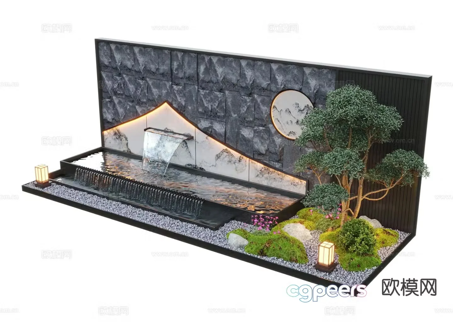 New Chinese style water feature wall water feature fountain 3D model