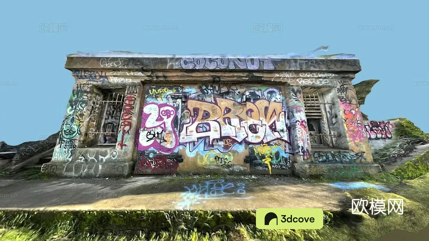 Graffiti brick wall art painted wall 3d model