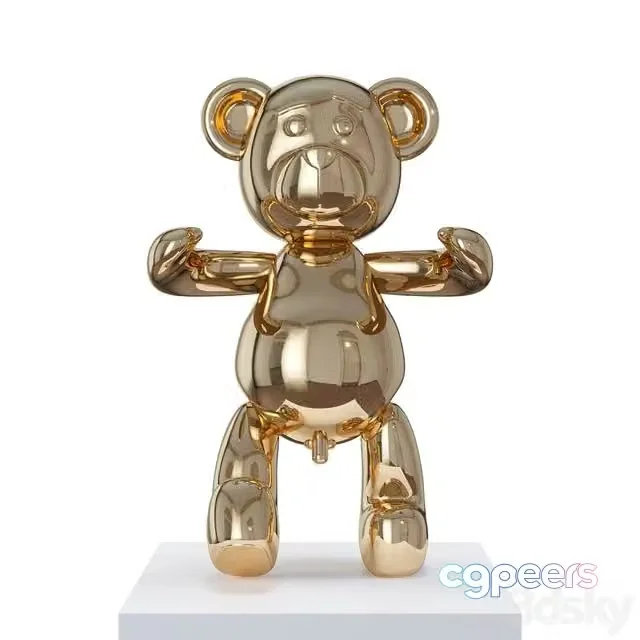 3ds Max Free – Bear sculpture (polished bronze)