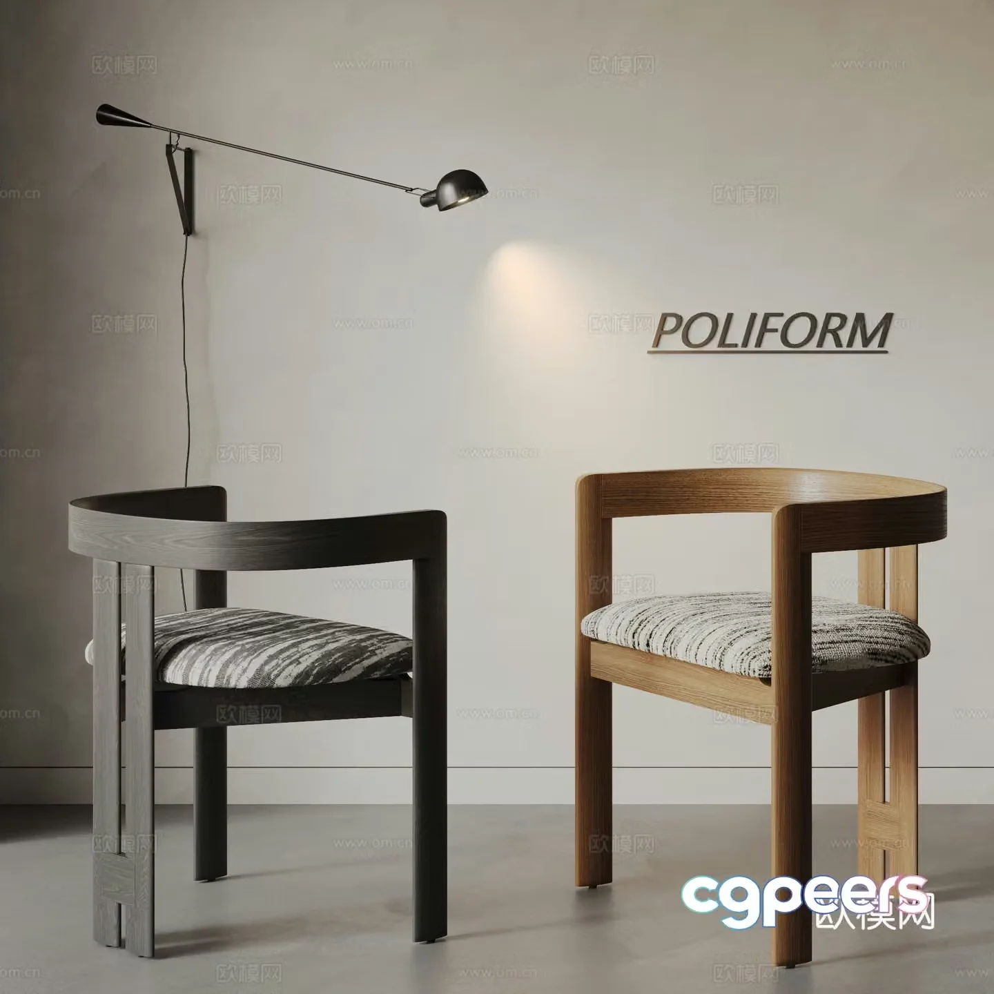 Medium style single chair combination 3D model