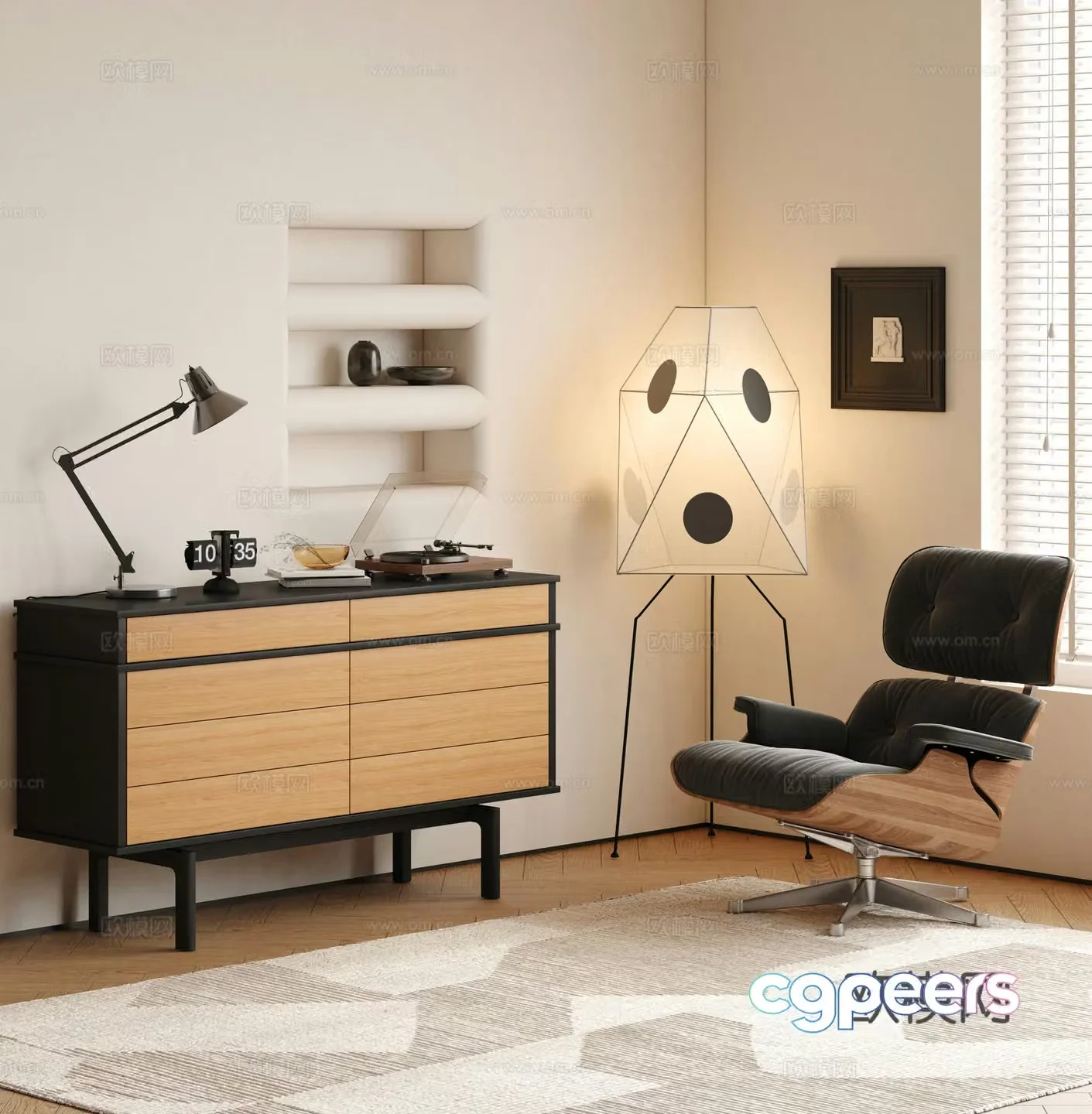 Italian style entrance cabinet locker 3d model