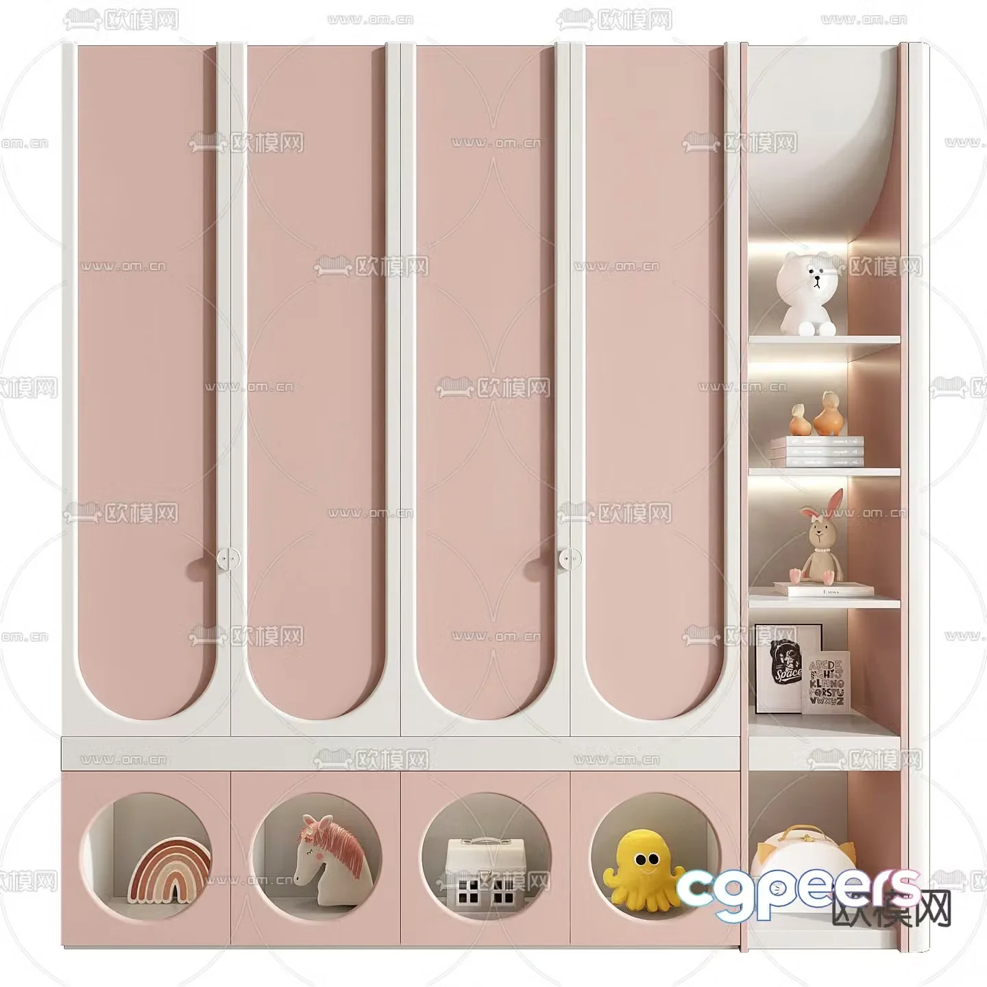 Children’s Wardrobe Children’s Bookcase 3D Model