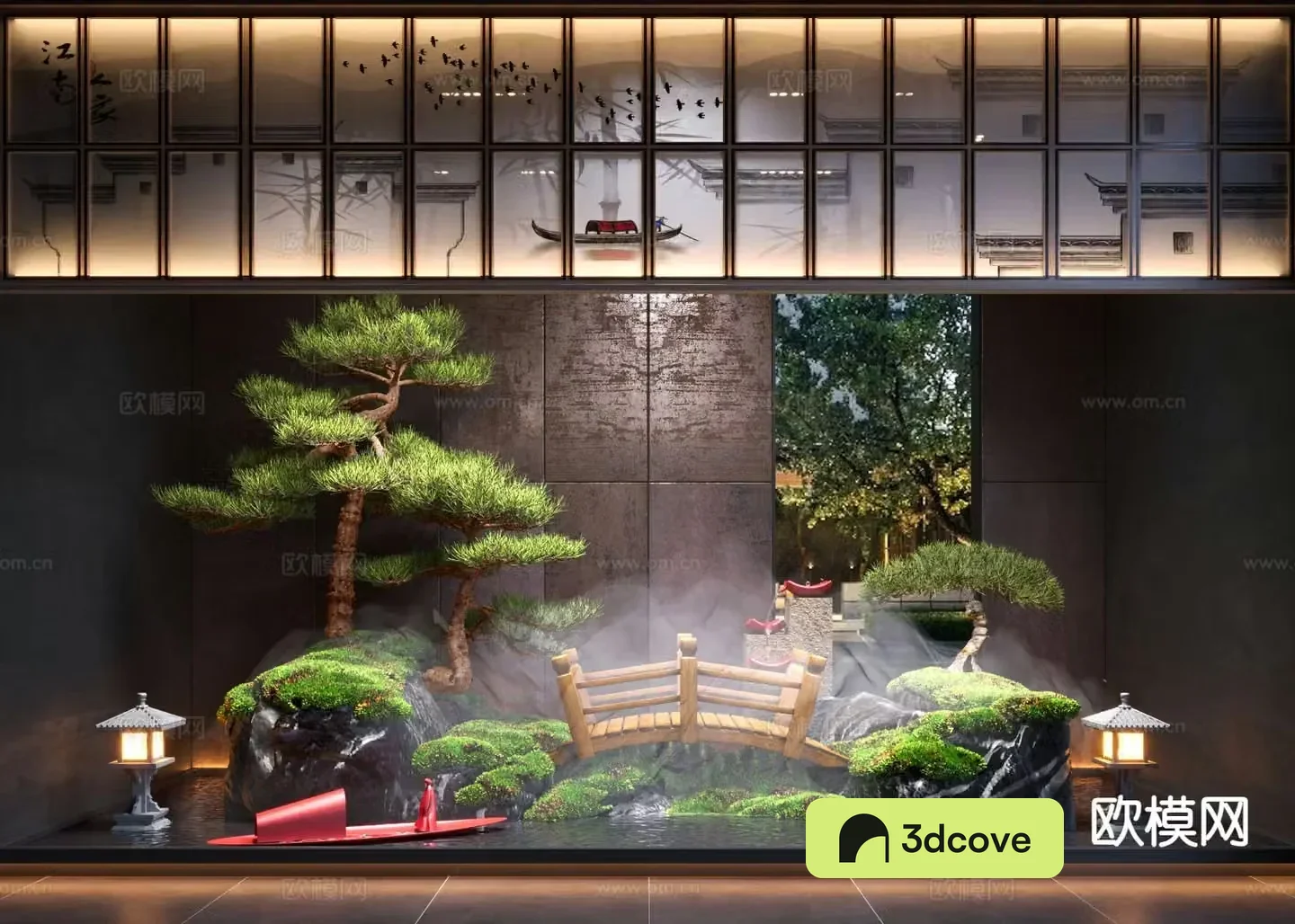 New Chinese style interior landscape pine tree sketch