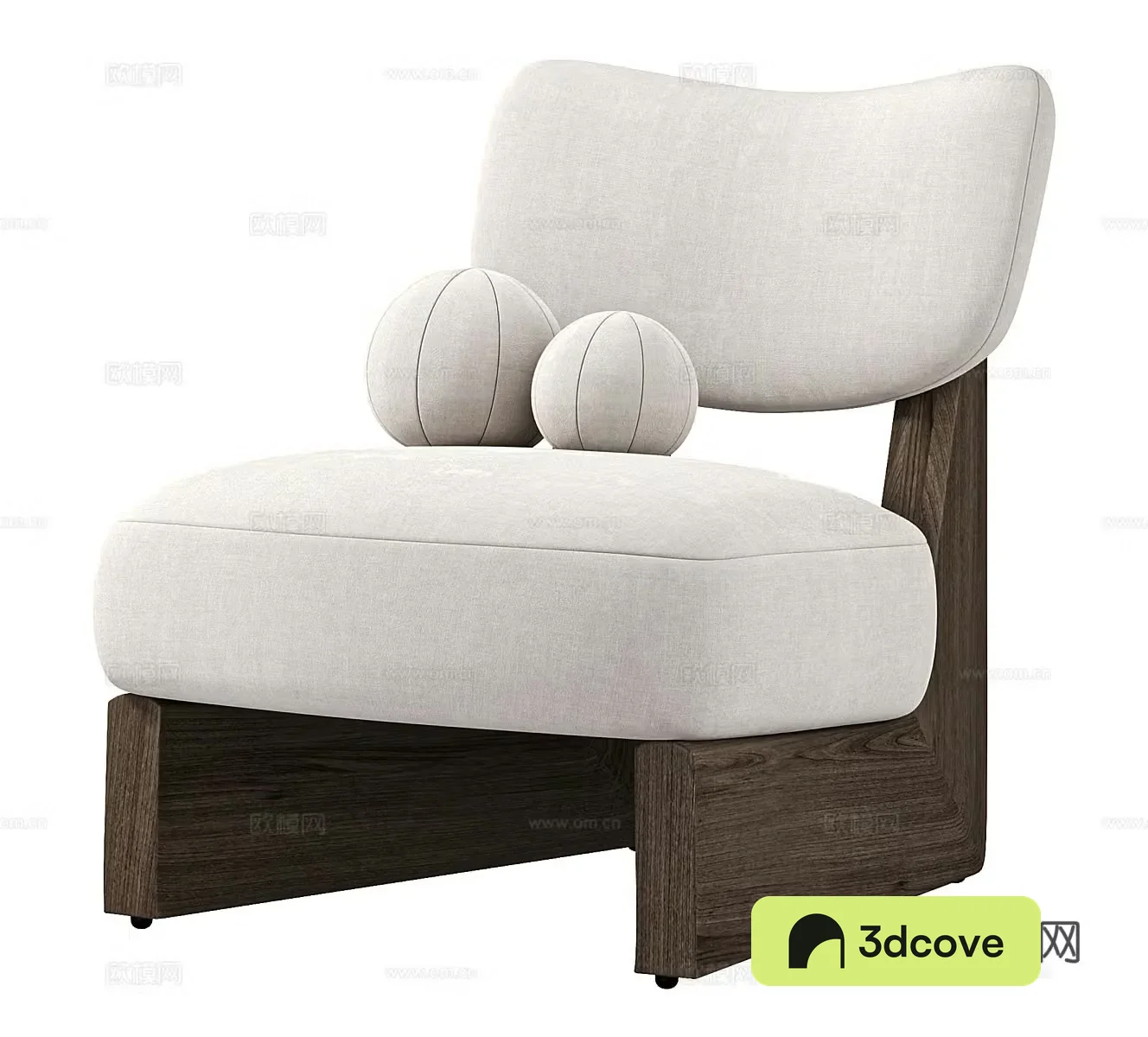 Middle-aged leisure chair middle-aged single sofa Wasabi style single chair B&B single chair B&B leisure chair 3D model
