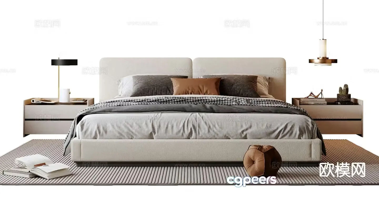 Modern double bed 3d model