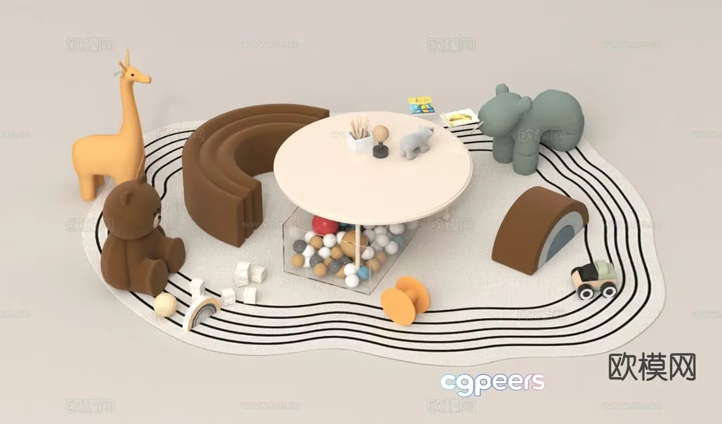 Modern children’s table and chair 3d model