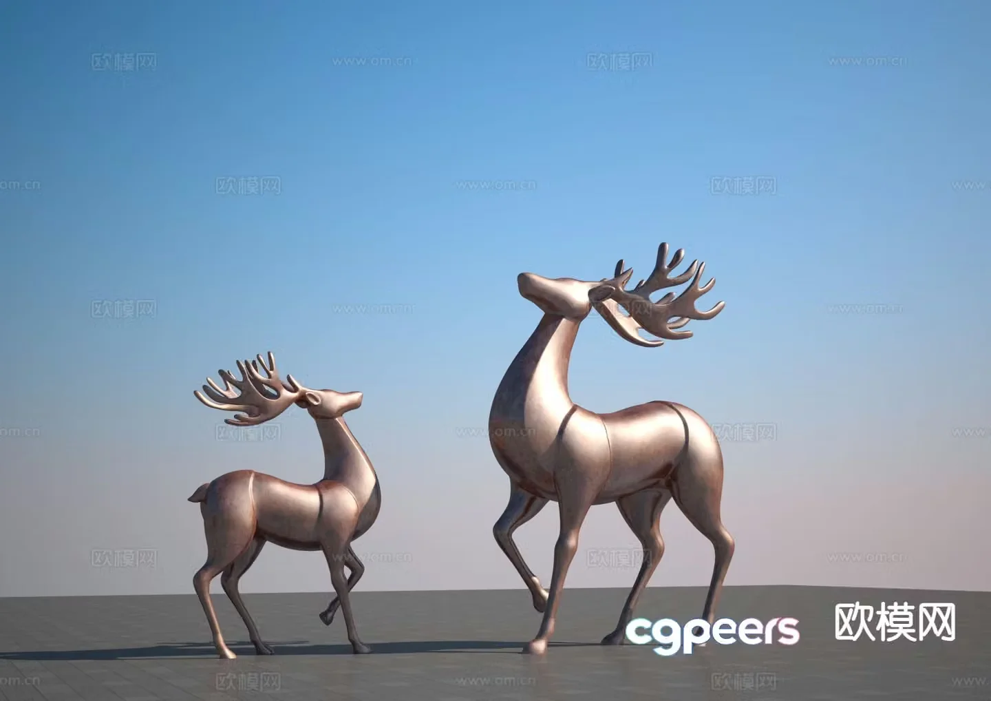 Two deer sculpture 3d model
