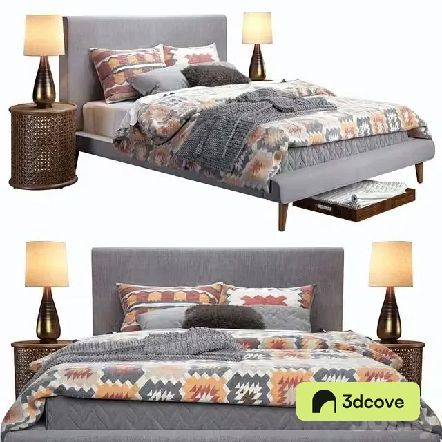3ds Max Free – West Elm Mod Upholstered Bed