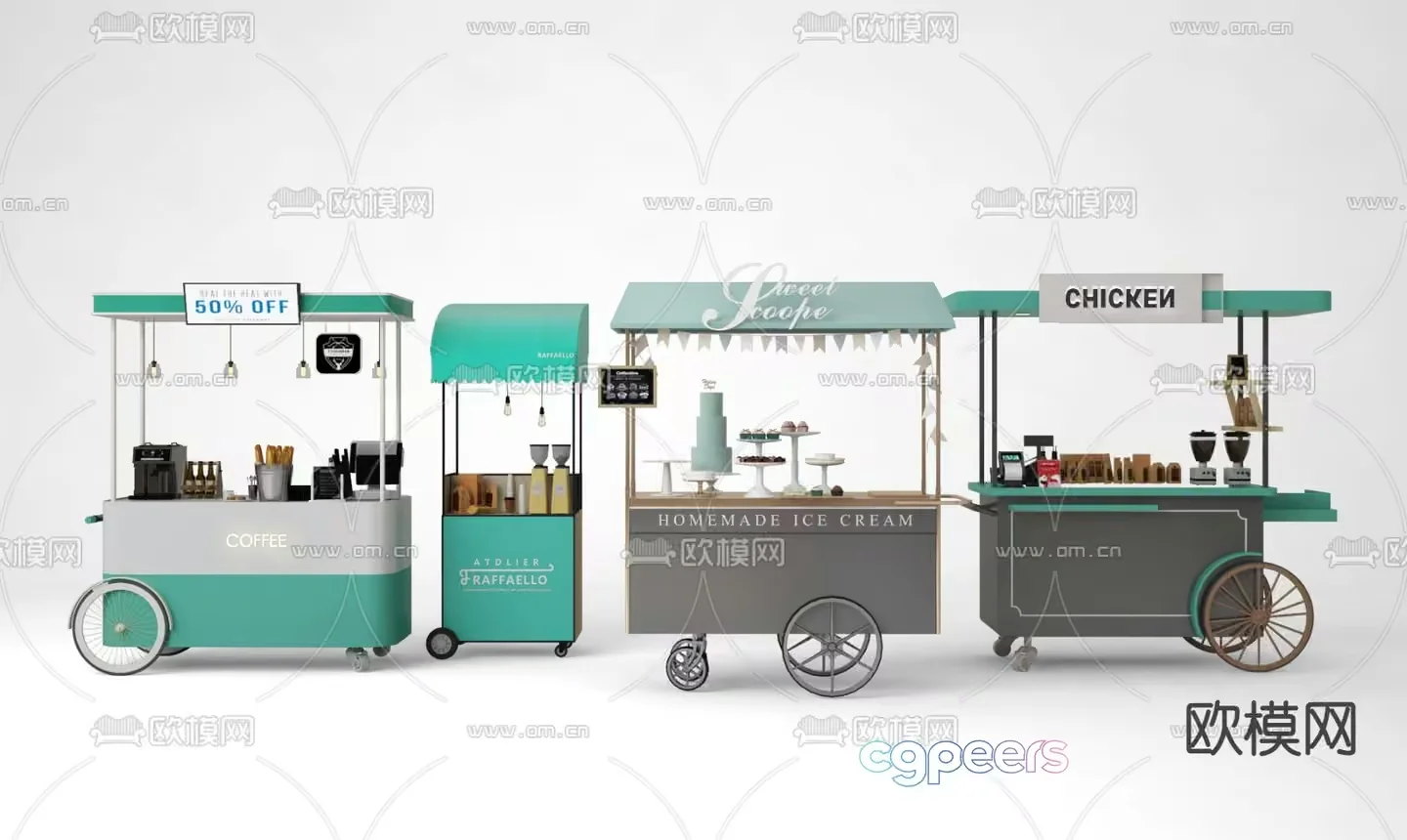 Food Carts 3D Model – 9193 – VRAY Render