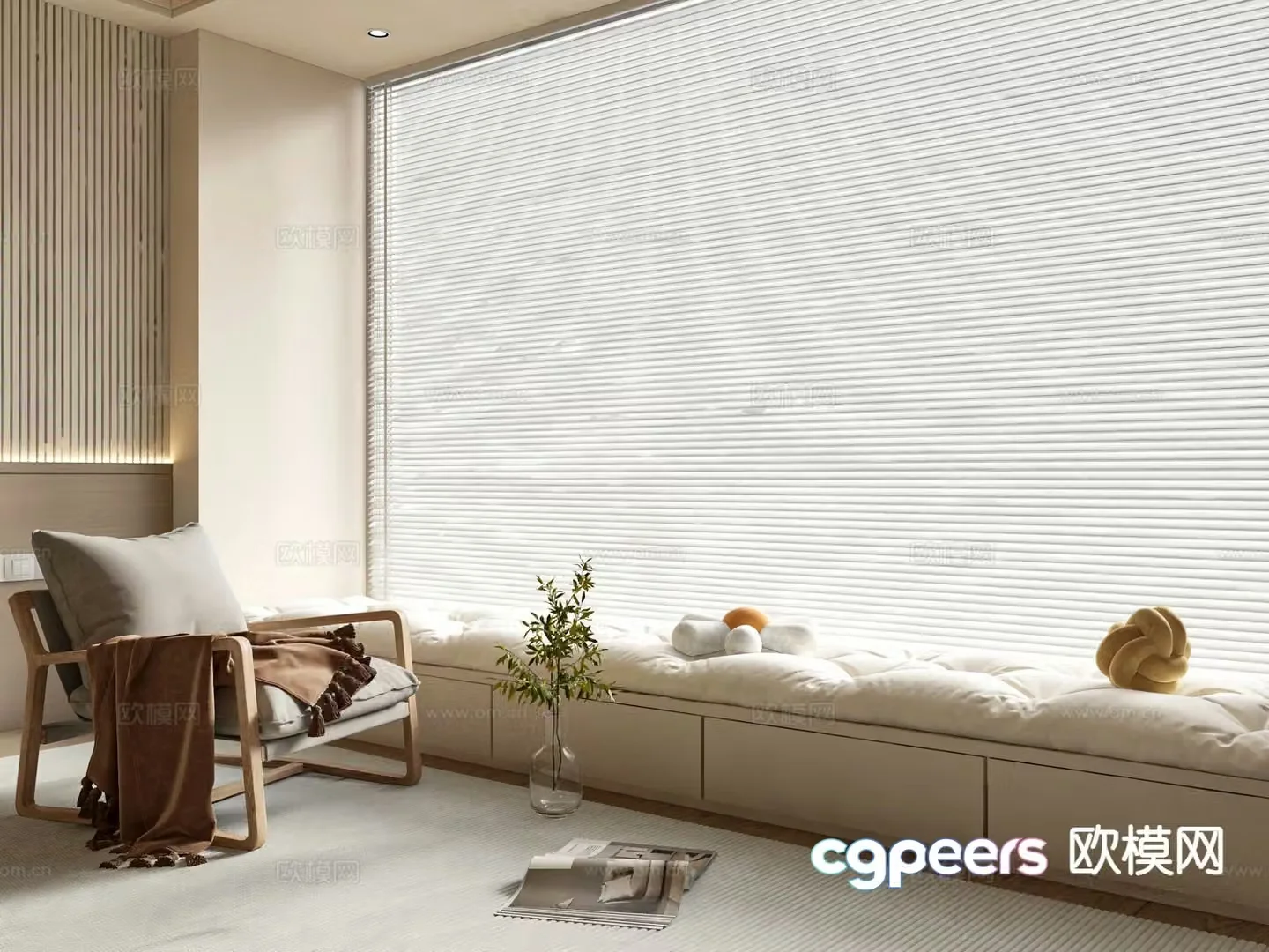 Modern card seat sofa bay window cabinet bay window sill 3d model