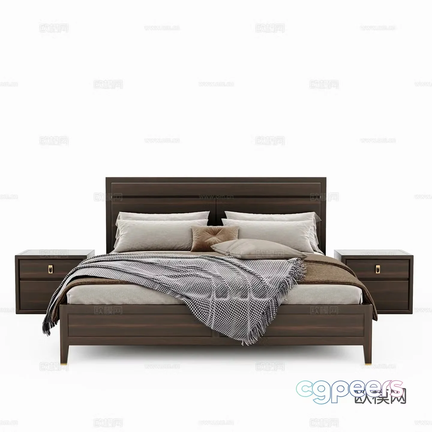New Chinese style double bed 3d model
