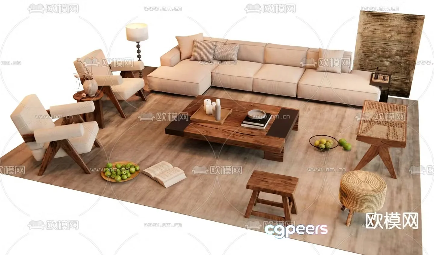 Medieval style modular sofa corner sofa 3d model