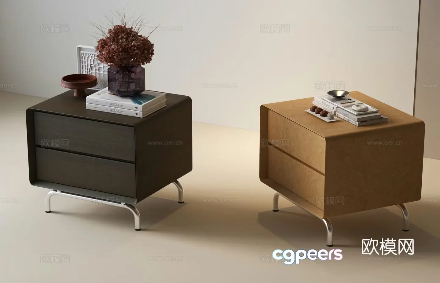 Modern Italian side cabinet Modern Italian bedside table Bedside table ornaments Modern Italian side table 3D model