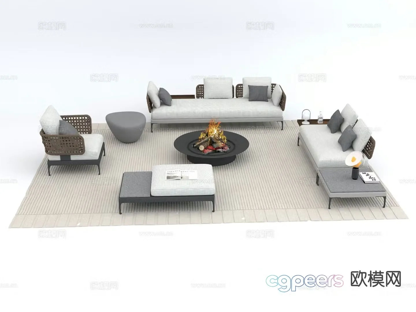 Modern outdoor sofa modular sofa 3d model