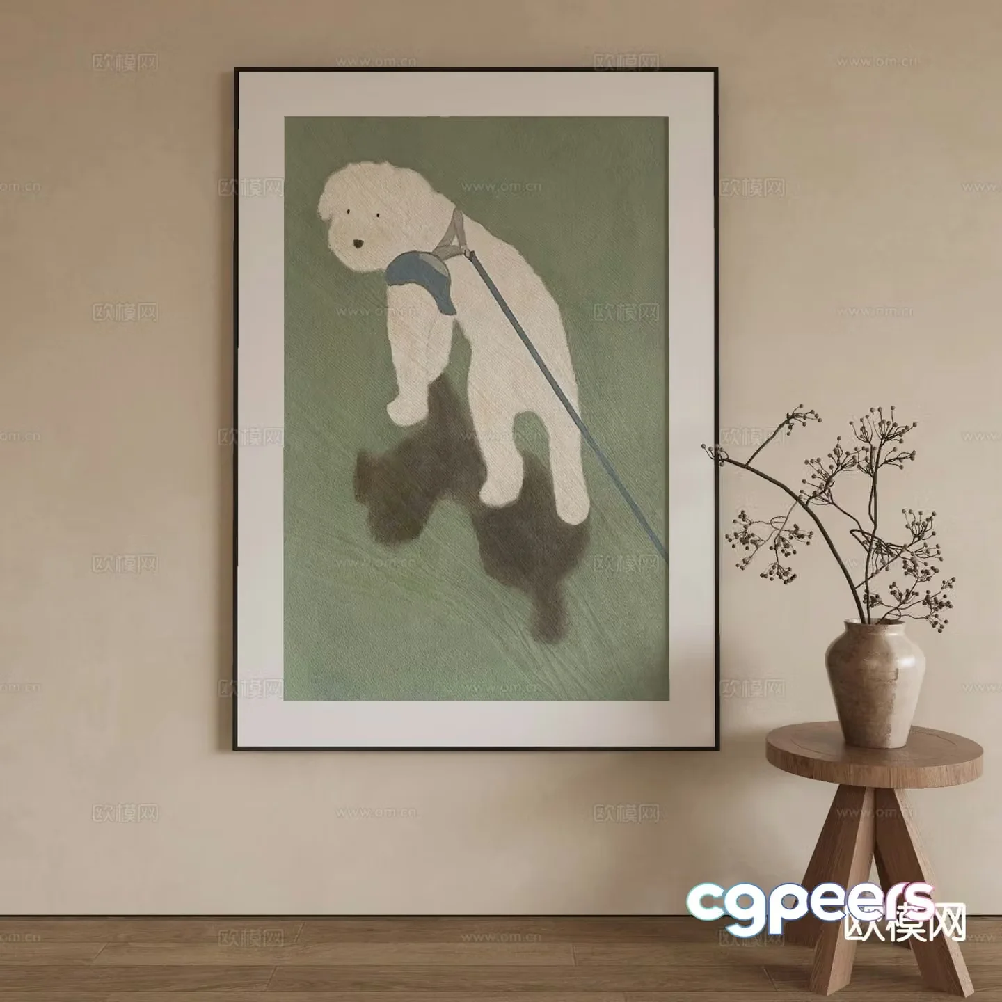 Modern decorative painting Gouzi painting oil painting 3d model