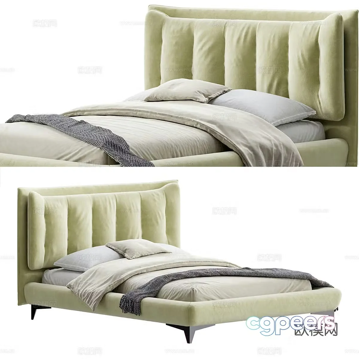 Modern Italian Eden Fabric Children’s Bed 3D Model