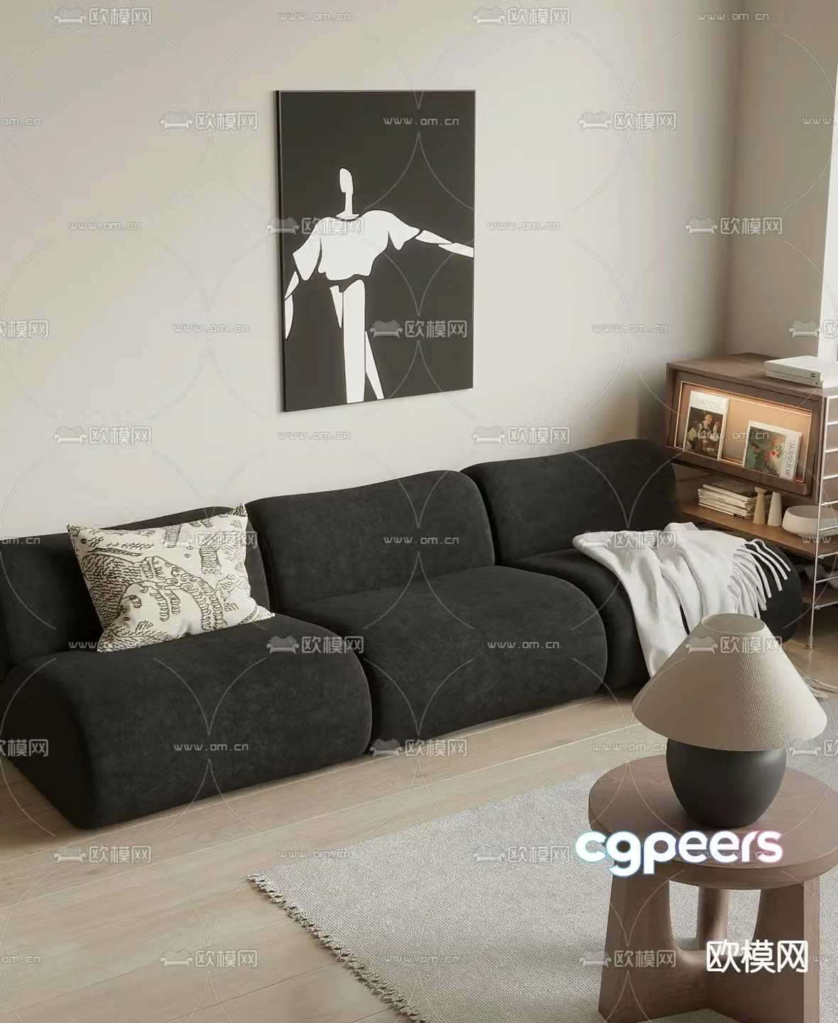 Medieval style three-person sofa 3D model