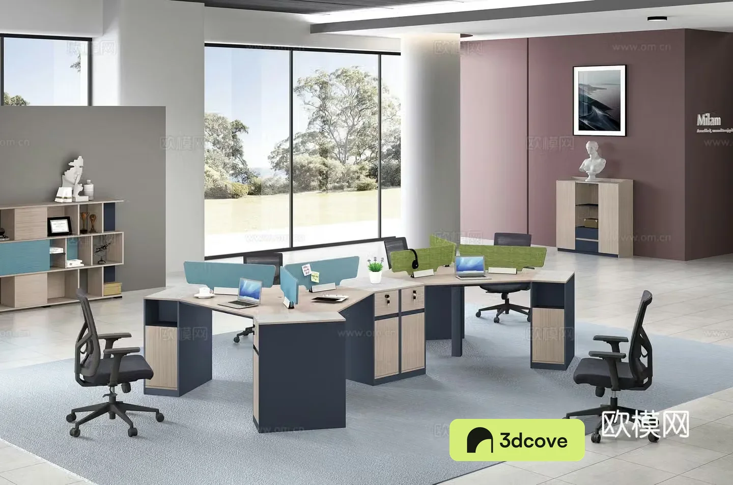 Working equipment office space office area staff desk and chair