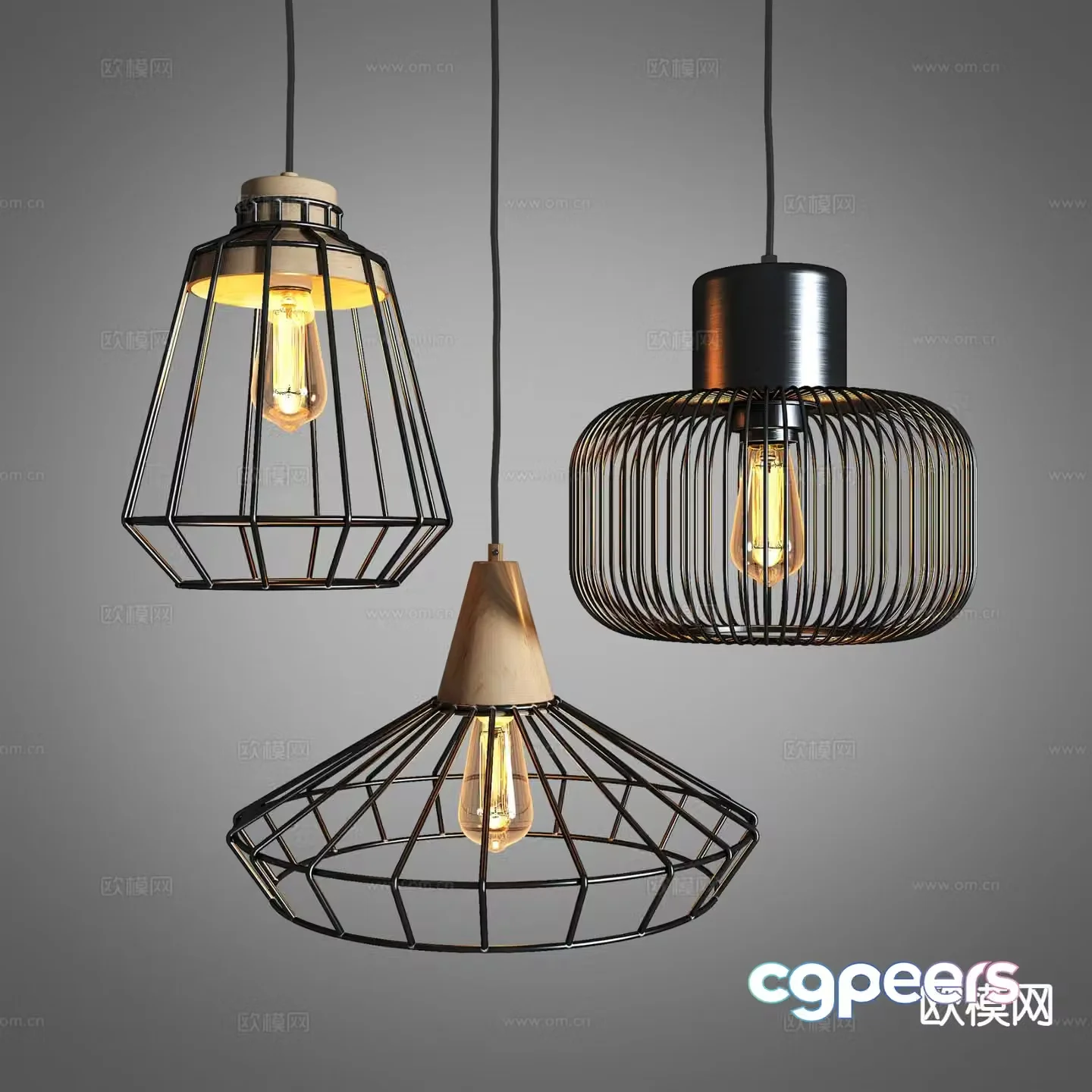 Industrial style iron chandelier indoor chandelier 3d model