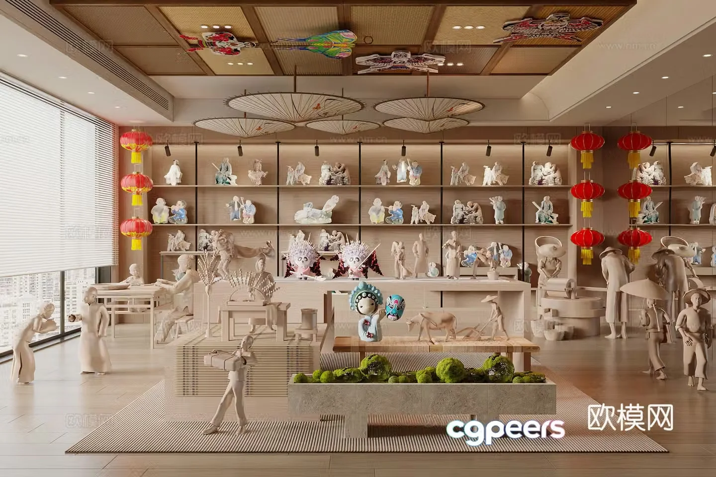 Chinese clay sculpture exhibition hall 3D model