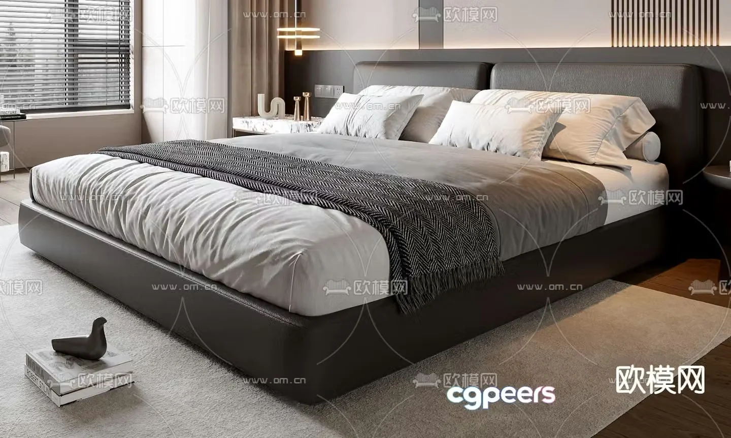 Italian double bed 3d model